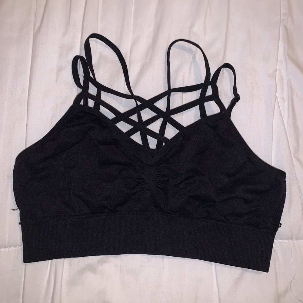 Black bandeau with strappy design